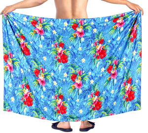 HAPPY BAY 3D HD Men's Sarong Hawaiian Beach Bathing Suit Sleep 78"X42" Blue Y585 909784