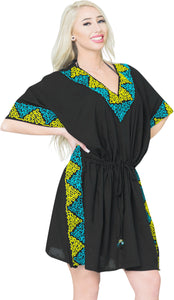 LA LEELA Women's Beach Cover ups Bikini Swimwear OSFM 16-32W [XL-5X] Black_X982