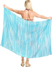 Load image into Gallery viewer, La Leela Women&#39;s Hawaiian Bikini Beach Wrap Sheer Sarong Swimming Bathing suit Beachwear Swim Dress Pareo Cover up Long 78&quot;X42&quot;  Acqua 909905