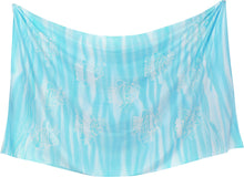 Cargar imagen en el visor de la galería, La Leela Women&#39;s Hawaiian Bikini Beach Wrap Sheer Sarong Swimming Bathing suit Beachwear Swim Dress Pareo Cover up Long 78&quot;X42&quot;  Acqua 909905