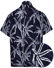 Load image into Gallery viewer, la-leela-men-casual-wear-holiday-cotton-hand-palm-tree-printed-batik-black-aloha-shirt