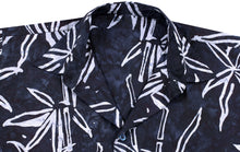 Load image into Gallery viewer, la-leela-men-casual-wear-holiday-cotton-hand-palm-tree-printed-batik-black-aloha-shirt