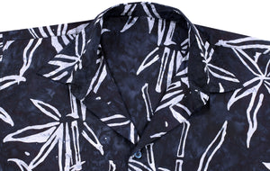la-leela-men-casual-wear-holiday-cotton-hand-palm-tree-printed-batik-black-aloha-shirt