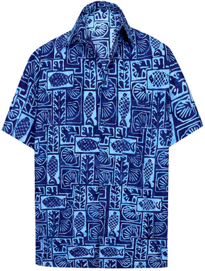 la-leela-men-casual-wear-cotton-hand-print-batik-blue