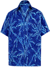 Load image into Gallery viewer, la-leela-men-casual-wear-cotton-hand-palm-tree-printed-batik-royal-blue-size-s-xxl