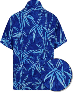 la-leela-men-casual-wear-cotton-hand-palm-tree-printed-batik-royal-blue-size-s-xxl