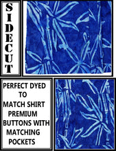 Load image into Gallery viewer, la-leela-men-casual-wear-cotton-hand-palm-tree-printed-batik-royal-blue-size-s-xxl