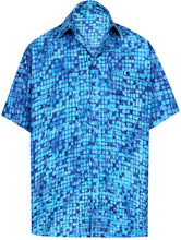 Load image into Gallery viewer, la-leela-men-casual-wear-cotton-hand-batik-printed-blue-hawaiian-aloha-shirt-size-s-xxl