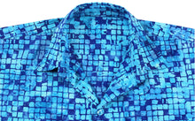 Load image into Gallery viewer, la-leela-men-casual-wear-cotton-hand-batik-printed-blue-hawaiian-aloha-shirt-size-s-xxl