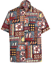 Load image into Gallery viewer, la-leela-hawaiian-shirt-for-men-short-sleeve-front-pocket-beach-caribbean-grey-grey