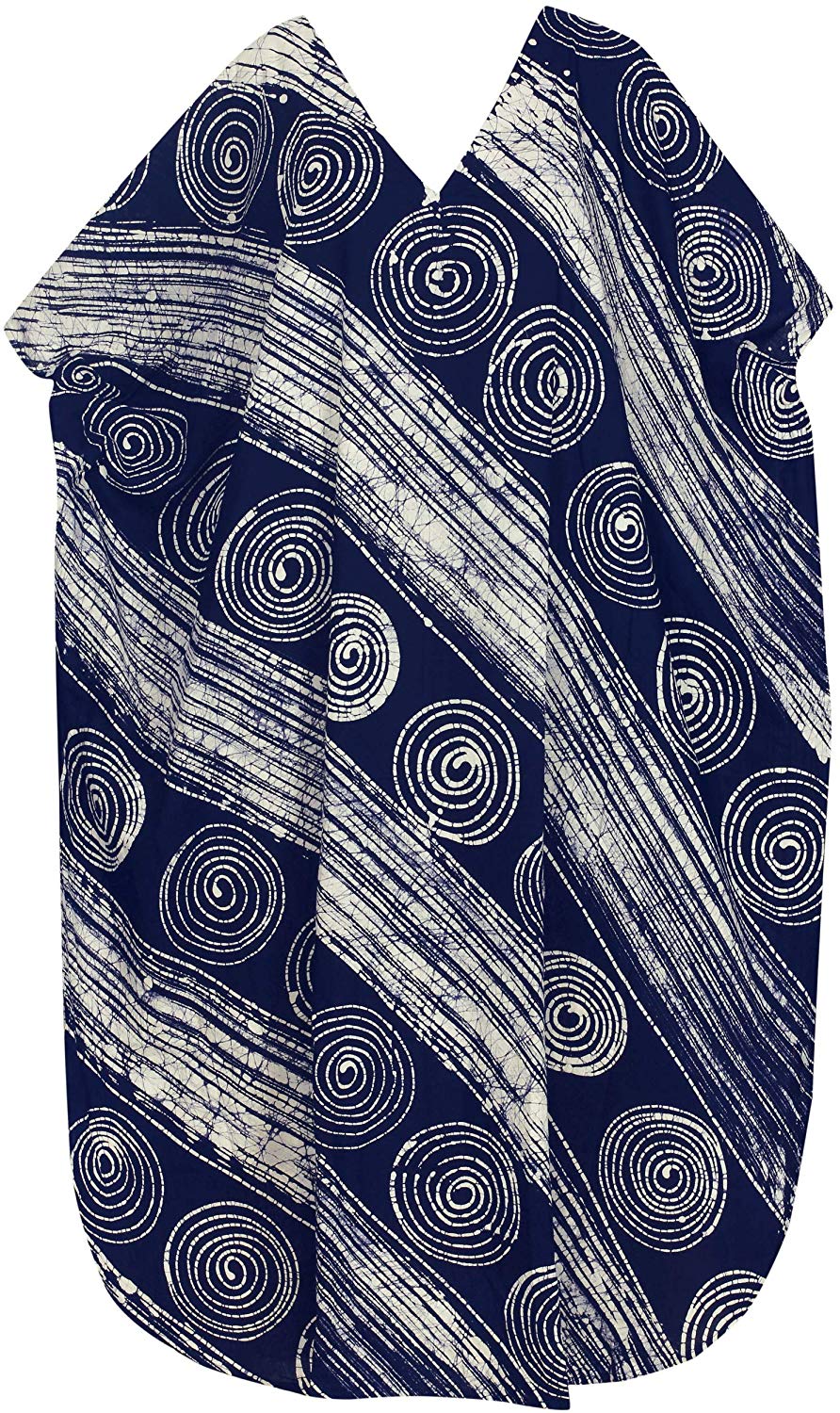 LA LEELA Women's Beachwear Cotton Batik Long Caftan Maxi Dress Swimwear Bathrobe