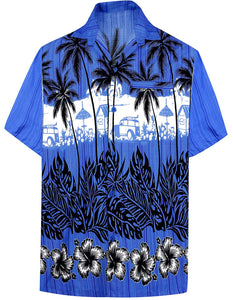 LA LEELA Shirt Casual Button Down Short Sleeve Beach Shirt Men Aloha Pocket 167