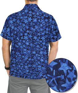 la-leela-men-casual-wear-cotton-hand-star-printed-navy-blue-hawaiian-shirt-size-s-xxl