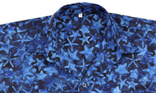 Load image into Gallery viewer, la-leela-men-casual-wear-cotton-hand-star-printed-navy-blue-hawaiian-shirt-size-s-xxl