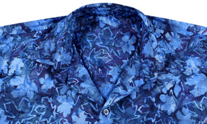 LA LEELA Men's Wear Summer Everyday Essentials Holiday Casual  Shirt 100% NATURAL COTTON  Leaf Printed Navy Blue Hawaiian shirt