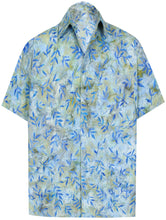 Load image into Gallery viewer, la-leela-men-casual-wear-cotton-hand-leaf-printed-blue-hawaiian-shirt-size-s-xxl