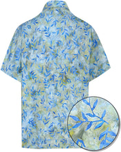 Load image into Gallery viewer, la-leela-men-casual-wear-cotton-hand-leaf-printed-blue-hawaiian-shirt-size-s-xxl