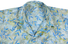 Load image into Gallery viewer, la-leela-men-casual-wear-cotton-hand-leaf-printed-blue-hawaiian-shirt-size-s-xxl