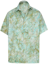 Load image into Gallery viewer, la-leela-men-casual-wear-cotton-hand-batik-printed-sea-green-hawaiian-shirt-size-s-xxl