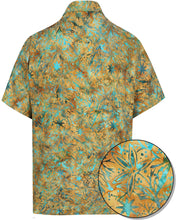 Load image into Gallery viewer, la-leela-men-casual-wear-holiday-summer-100-cotton-hand-printed-mustard-green-aloha-shirt