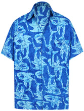 Load image into Gallery viewer, la-leela-men-casual-wear-cotton-hand-batik-fish-printed-royal-blue-hawaiian-shirt-size-s-xxl