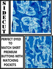 Load image into Gallery viewer, la-leela-men-casual-wear-cotton-hand-batik-fish-printed-royal-blue-hawaiian-shirt-size-s-xxl