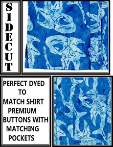 la-leela-men-casual-wear-cotton-hand-batik-fish-printed-royal-blue-hawaiian-shirt-size-s-xxl