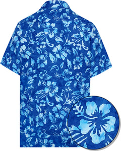 la-leela-men-casual-wear-cotton-hand-batik-floral-printed-royal-blue-hawaiian-shirt-size-s-xxl