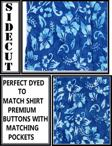 la-leela-men-casual-wear-cotton-hand-batik-floral-printed-royal-blue-hawaiian-shirt-size-s-xxl