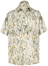 Load image into Gallery viewer, la-leela-men-casual-wear-cotton-hand-batik-leaf-printed-white-mustard-hawaiian-shirt-size-s-xxl