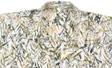 Load image into Gallery viewer, la-leela-men-casual-wear-cotton-hand-batik-leaf-printed-white-mustard-hawaiian-shirt-size-s-xxl