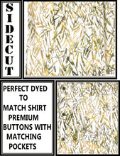 Load image into Gallery viewer, la-leela-men-casual-wear-cotton-hand-batik-leaf-printed-white-mustard-hawaiian-shirt-size-s-xxl