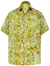 Load image into Gallery viewer, la-leela-men-casual-wear-cotton-hand-palm-tree-printed-brown-hawaiian-shirt-size-s-xxl
