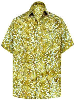 la-leela-men-casual-wear-cotton-hand-palm-tree-printed-brown-hawaiian-shirt-size-s-xxl