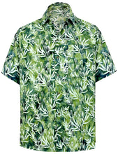 Load image into Gallery viewer, la-leela-men-casual-wear-cotton-palm-tree-printed-green-hawaiian-aloha-shirt-size-s-xxl