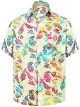 Load image into Gallery viewer, la-leela-men-casual-wear-cotton-hand-printed-off-white-multi-color-hawaiian-shirt-size-s-xxl