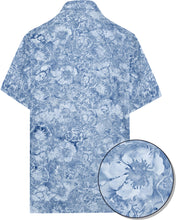 Load image into Gallery viewer, la-leela-men-casual-wear-cotton-hand-floral-printed-grey-hawaiian-shirt-size-s-xxl