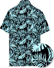 Load image into Gallery viewer, la-leela-men-casual-wear-cotton-hand-batik-printed-black-turquoise-hawaiian-shirt-size-s-xxl
