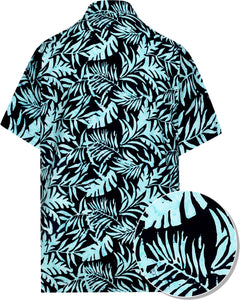 la-leela-men-casual-wear-cotton-hand-batik-printed-black-turquoise-hawaiian-shirt-size-s-xxl