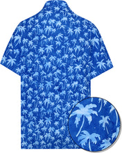 Load image into Gallery viewer, la-leela-men-casual-wear-cotton-palm-tree-hand-printed-royal-blue-hawaiian-shirt-size-s-xxl