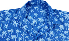 Load image into Gallery viewer, la-leela-men-casual-wear-cotton-palm-tree-hand-printed-royal-blue-hawaiian-shirt-size-s-xxl