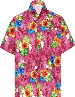 LA LEELA Shirt Casual Button Down Short Sleeve Beach Shirt Men Aloha Pocket 166
