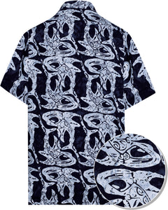la-leela-men-casual-wear-cotton-hand-batik-fish-printed-black-hawaiian-shirt-size-s-xxl