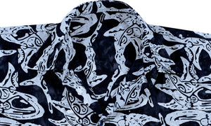 la-leela-men-casual-wear-cotton-hand-batik-fish-printed-black-hawaiian-shirt-size-s-xxl
