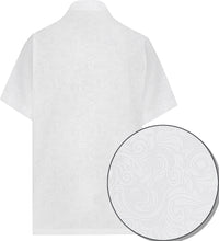 Load image into Gallery viewer, la-leela-men-casual-wear-holiday-summer-100-cotton-hand-printed-white-aloha-shirt