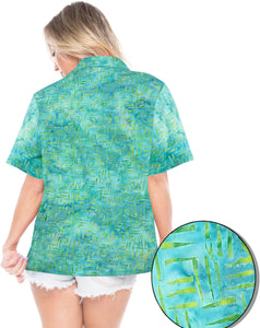 la-leela-womens-beach-wear-button-down-short-sleeve-casual-100-cotton-hand-printed-turquoise
