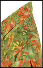 Load image into Gallery viewer, la-leela-womens-beach-wear-button-down-short-sleeve-casual-blouse-floral-hand-printed-green-orange