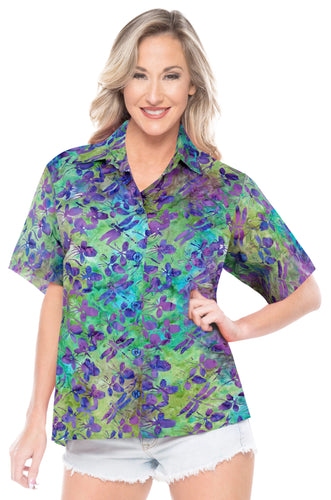 la-leela-womens-beach-wear-button-down-short-sleeve-casual-100-cotton-fly-hand-printed-blouse-turquoise