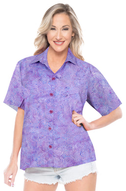 la-leela-womens-beach-wear-button-down-short-sleeve-casual-100-cotton-hand-printed-blouse-purple