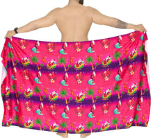 Load image into Gallery viewer, LA LEELA Christmas santa Nightwear Pareo Lungi Boys Wrap 78&quot;X39&quot; Pink_X383